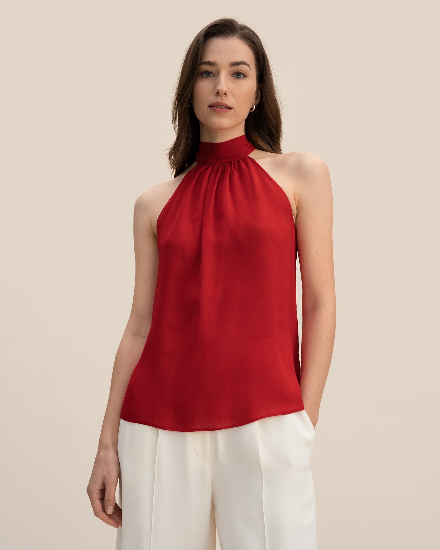 Silk Georgette Halter Neck Top